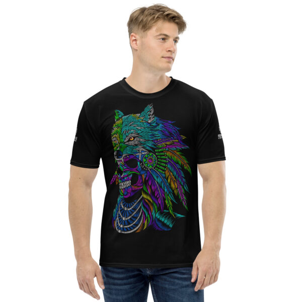 Playera calavera lobo estilo huichol