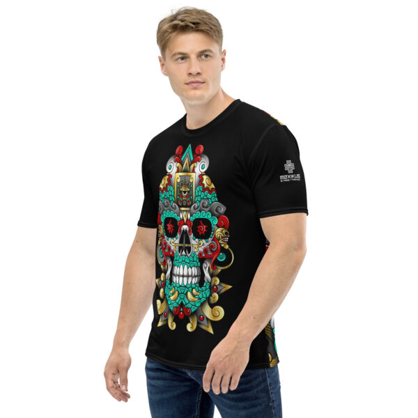 Playera calavera azteca estilo huichol - Imagen 3