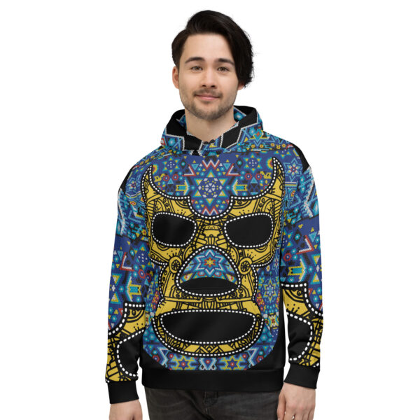 Hoodie unisex máscara luchador estilo huichol 2