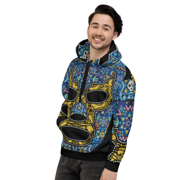 Hoodie unisex máscara luchador estilo huichol 2 - Imagen 3