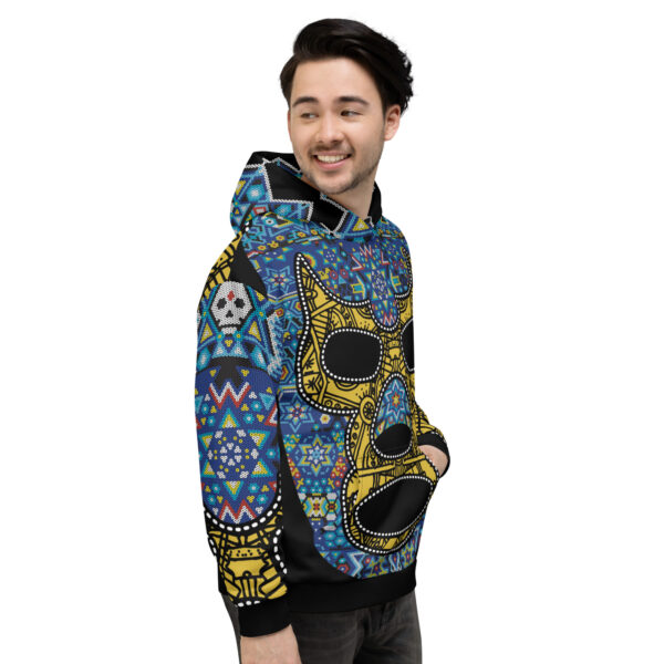 Hoodie unisex máscara luchador estilo huichol 2 - Imagen 2